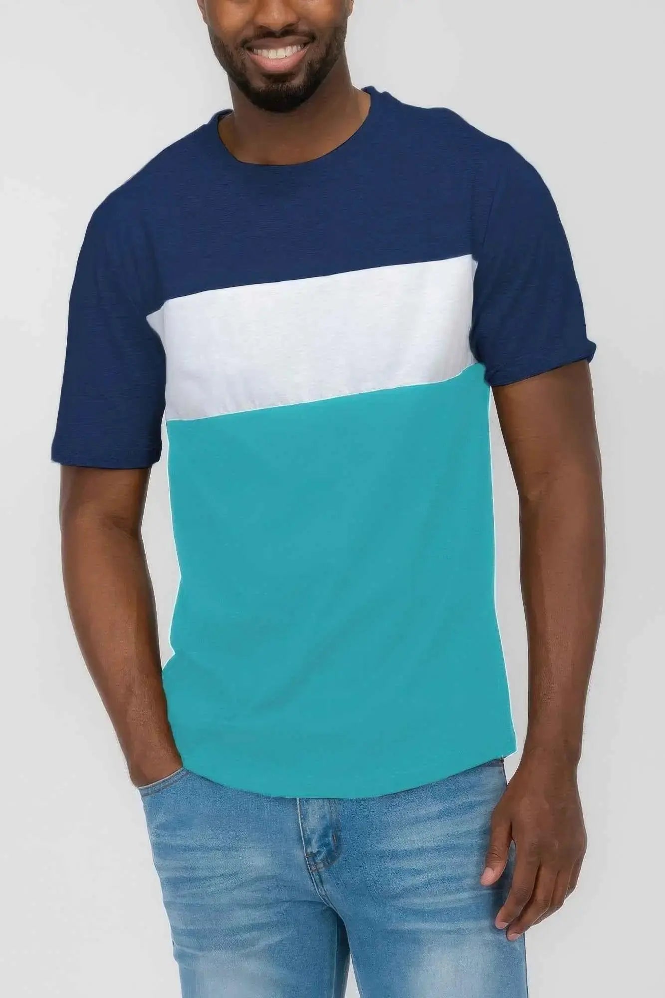 Mens Color Block Short Sleeve Tshirt - Mr Lou’s Place