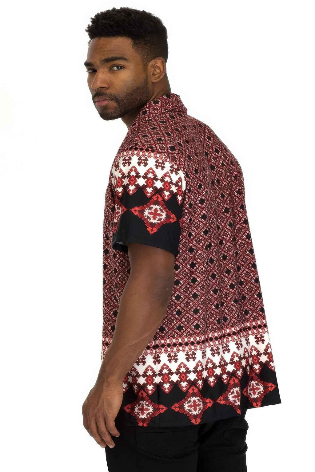 Mens Cuban Collar Cut Button Down Shirt - Mr Lou’s Place