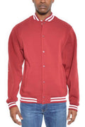 Mens Fleece Snap Button Varsity Jacket - Mr Lou’s Place