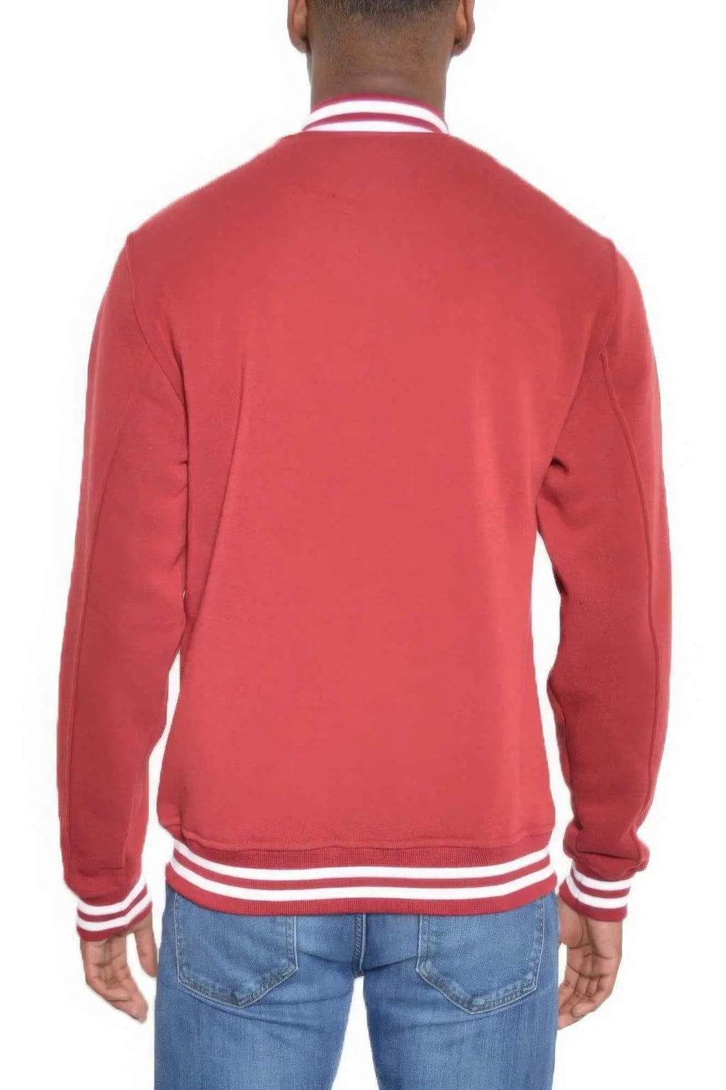 Mens Fleece Snap Button Varsity Jacket - Mr Lou’s Place