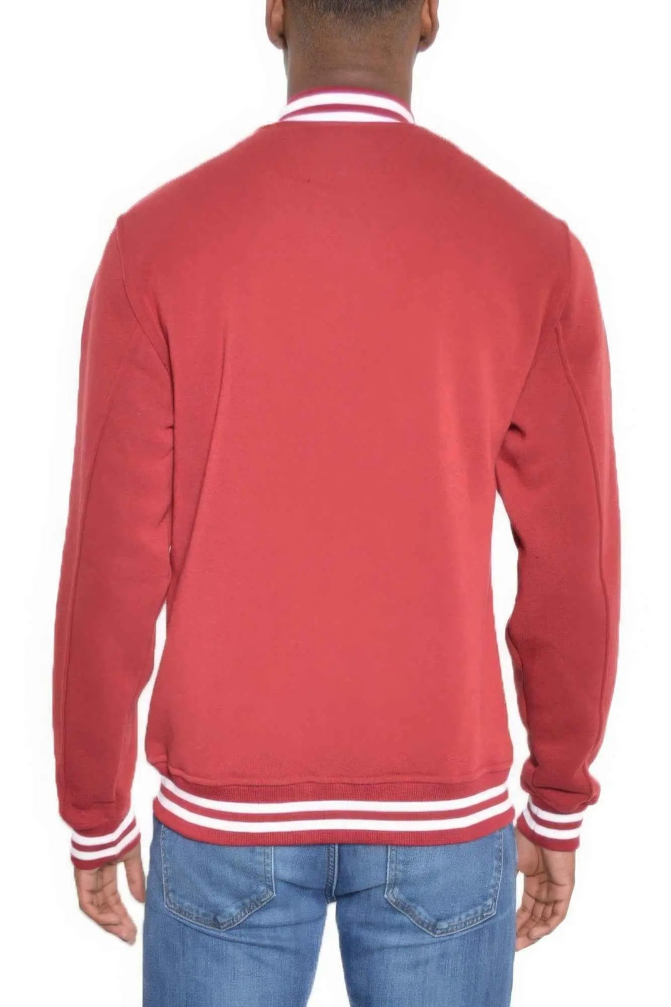 Mens Fleece Snap Button Varsity Jacket - Mr Lou’s Place