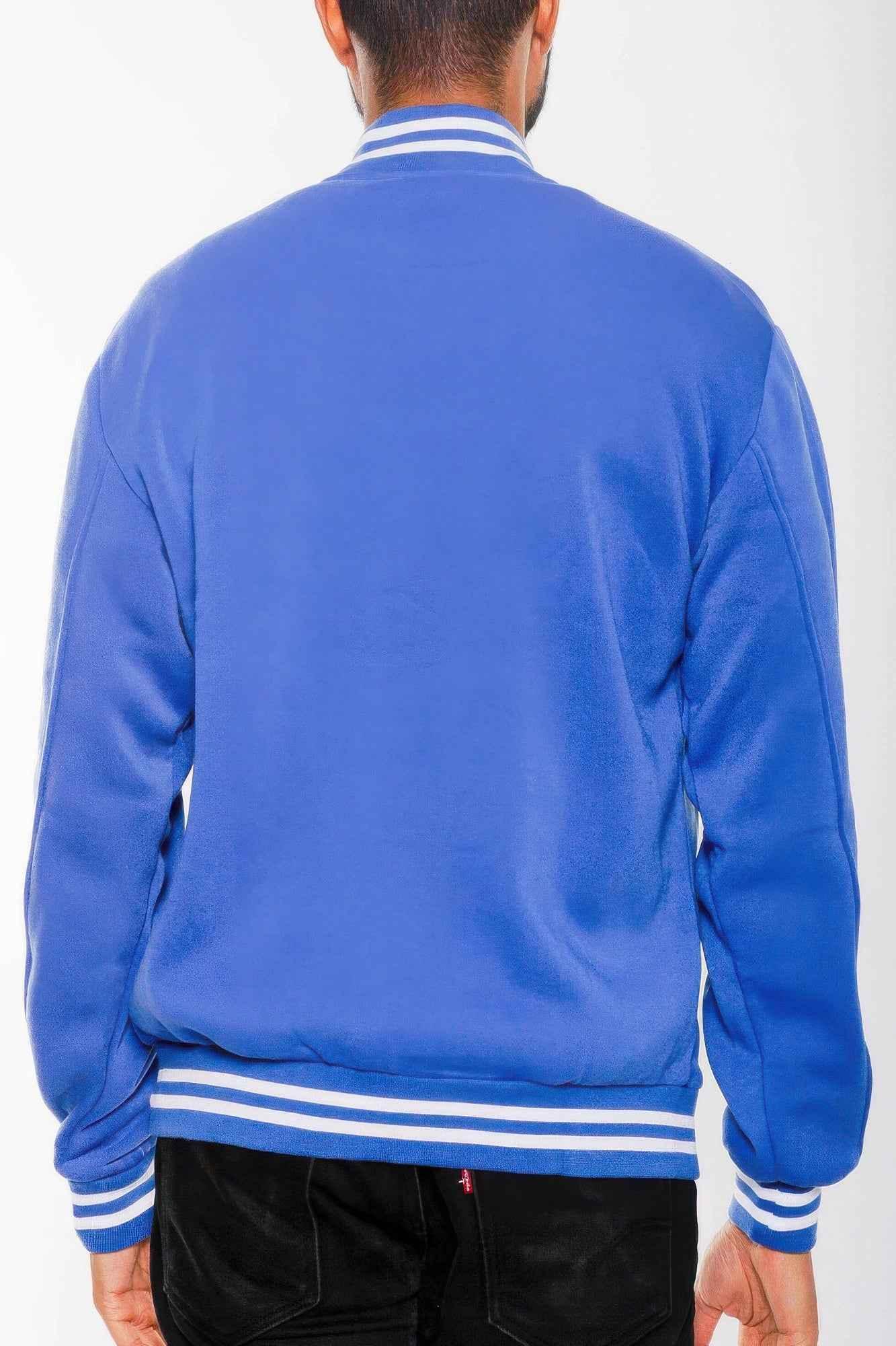 Mens Fleece Snap Button Varsity Jacket - Mr Lou’s Place