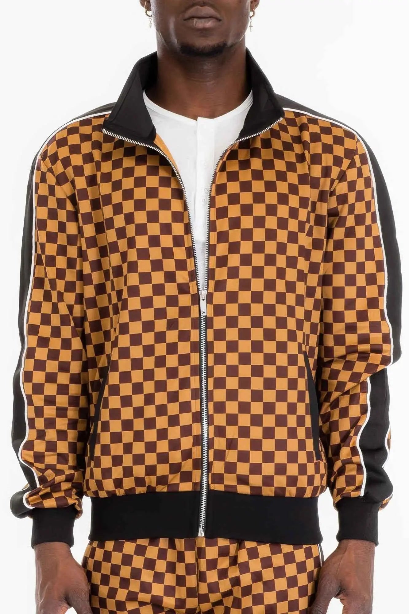 Mens Full Zip Checkered Jacket - Mr Lou’s Place