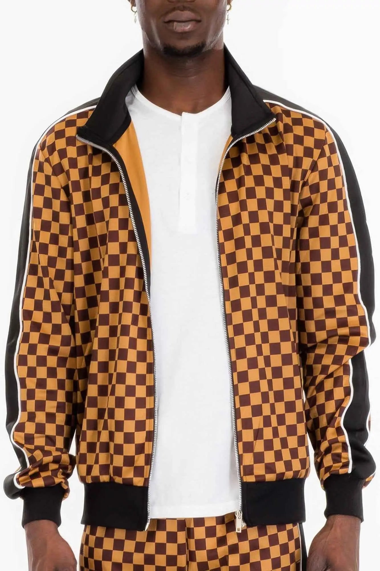 Mens Full Zip Checkered Jacket - Mr Lou’s Place