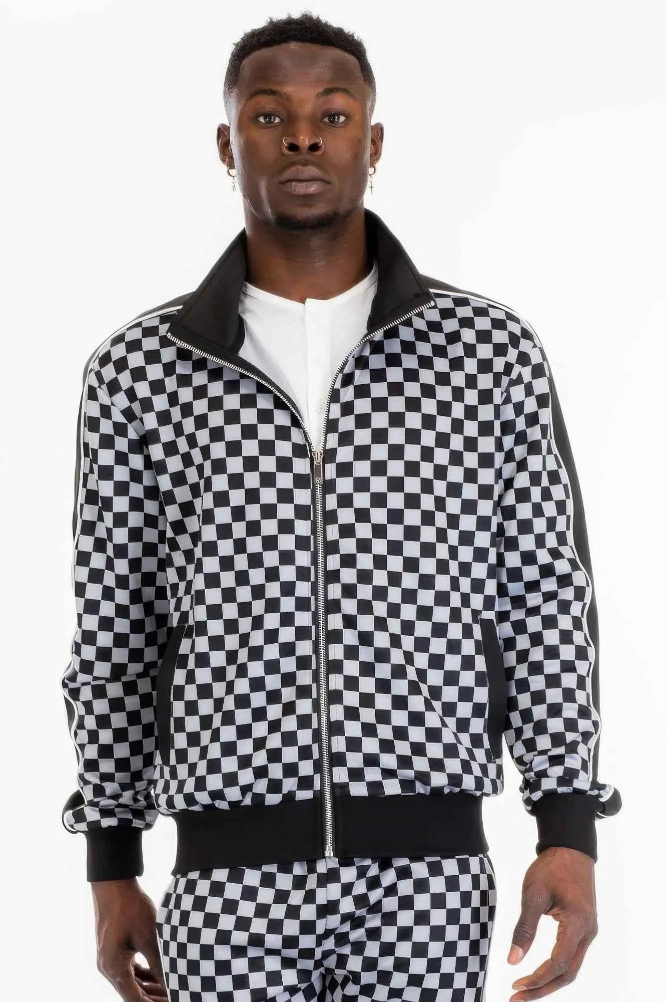Mens Full Zip Checkered Jacket - Mr Lou’s Place