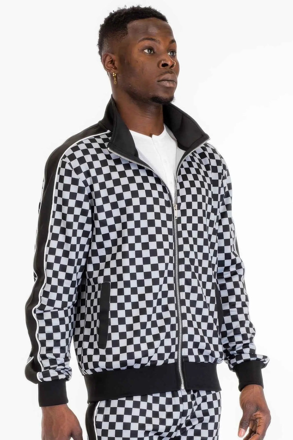 Mens Full Zip Checkered Jacket - Mr Lou’s Place