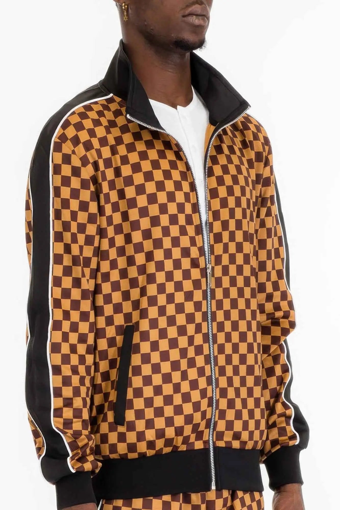 Mens Full Zip Checkered Jacket - Mr Lou’s Place