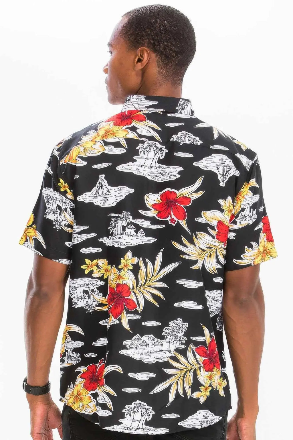 Mens Print Hawaiian Button Down Shirt - Mr Lou’s Place
