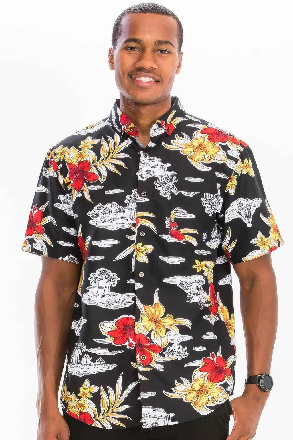 Mens Print Hawaiian Button Down Shirt - Mr Lou’s Place