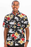 Mens Print Hawaiian Button Down Shirt - Mr Lou’s Place
