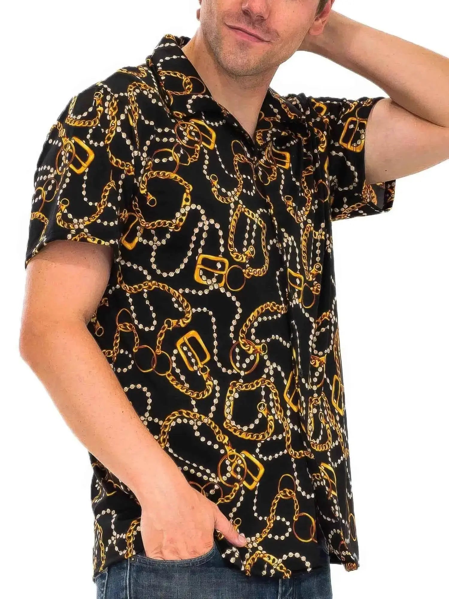 Mens String Bead Status Button Down - Mr Lou’s Place