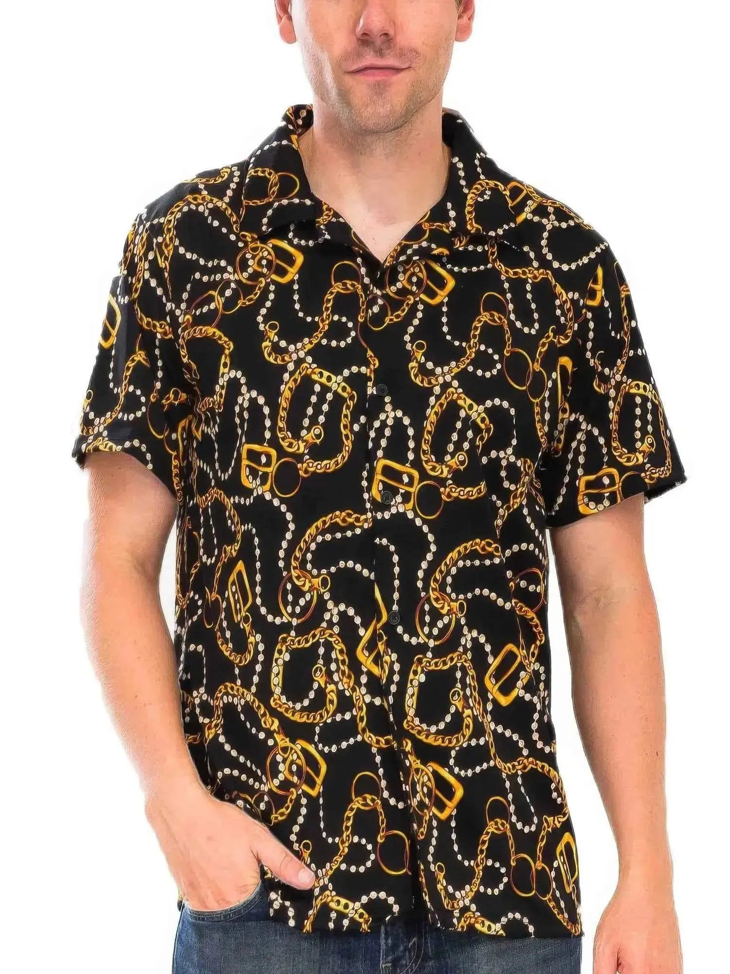 Mens String Bead Status Button Down - Mr Lou’s Place