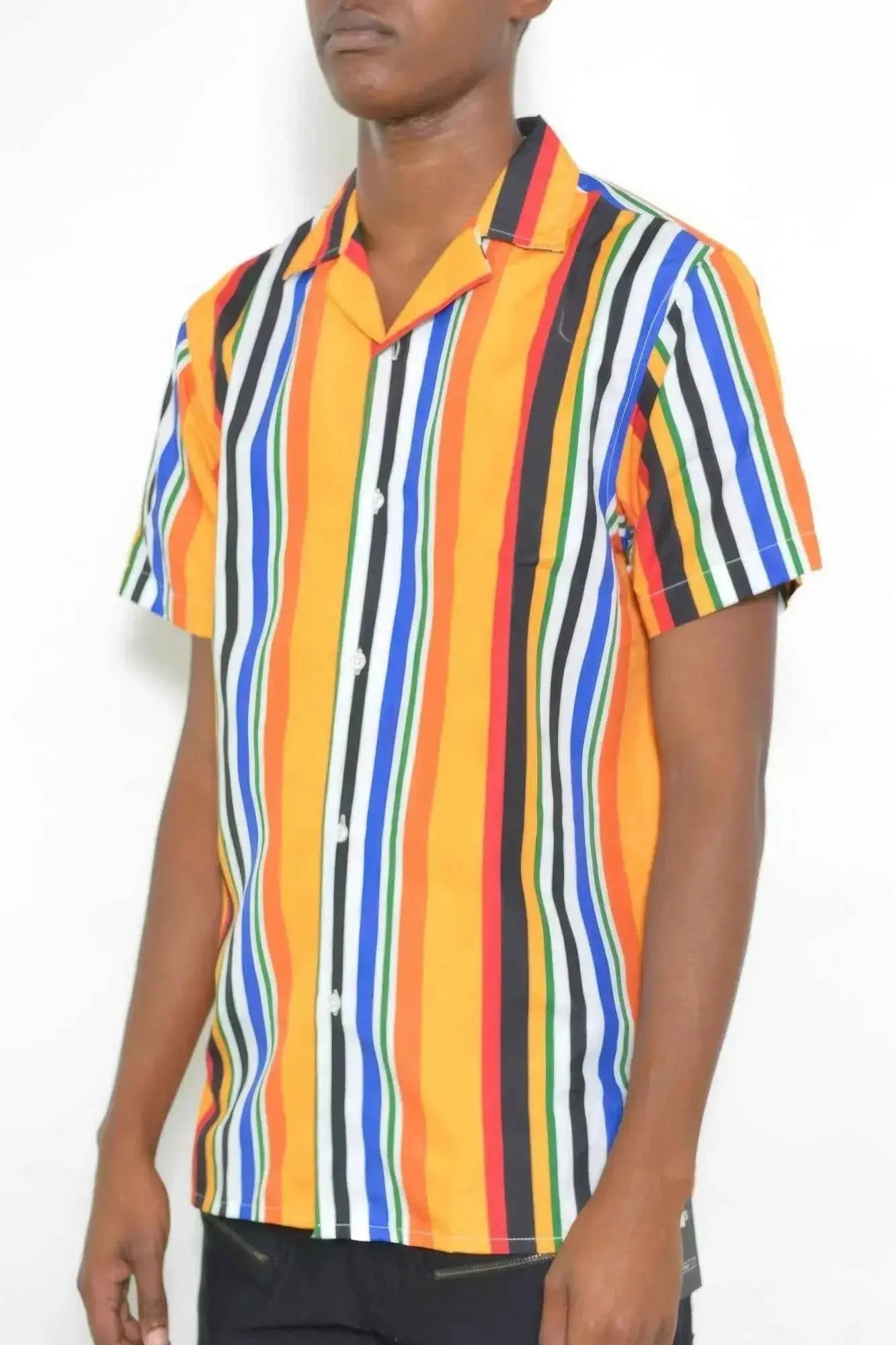 Mens Striped Button Down Shirt Print - Mr Lou’s Place