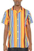 Mens Striped Button Down Shirt Print - Mr Lou’s Place
