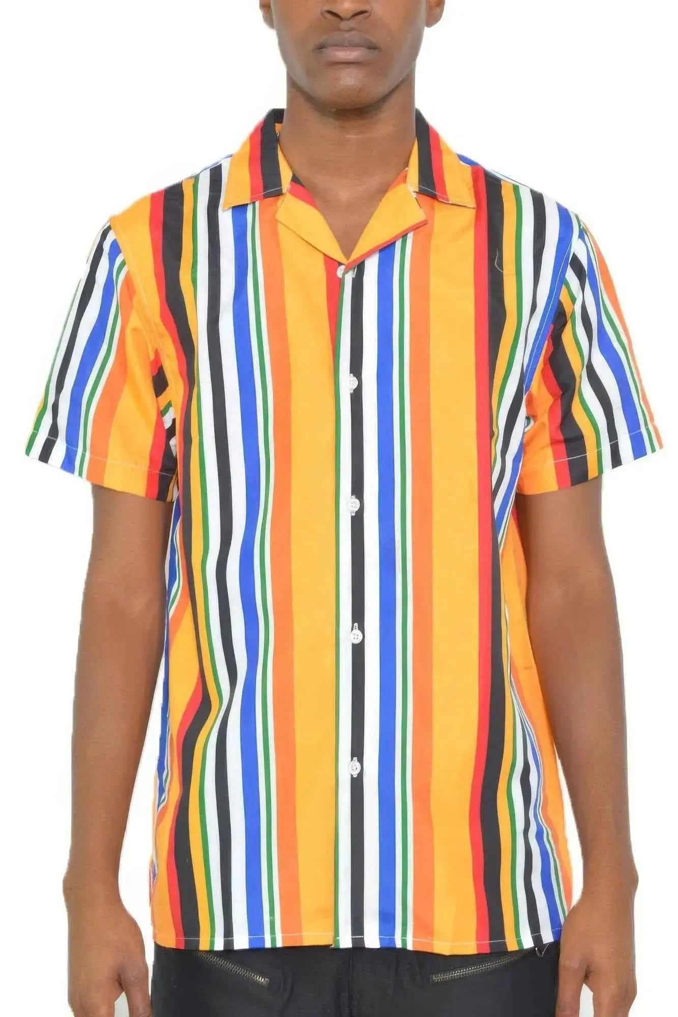Mens Striped Button Down Shirt Print - Mr Lou’s Place