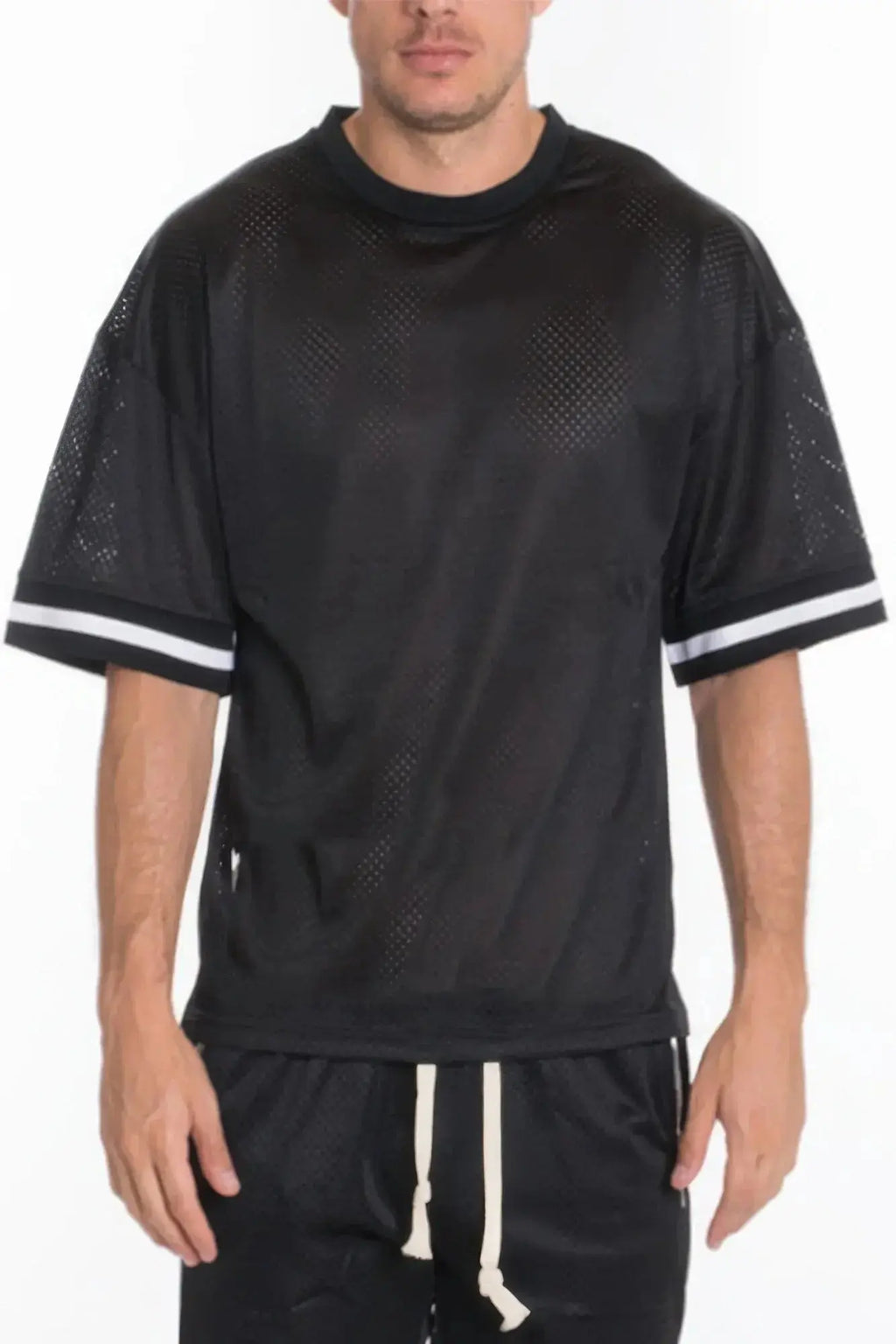 Mesh Sleeve Tape Athletic Tshirt - Mr Lou’s Place