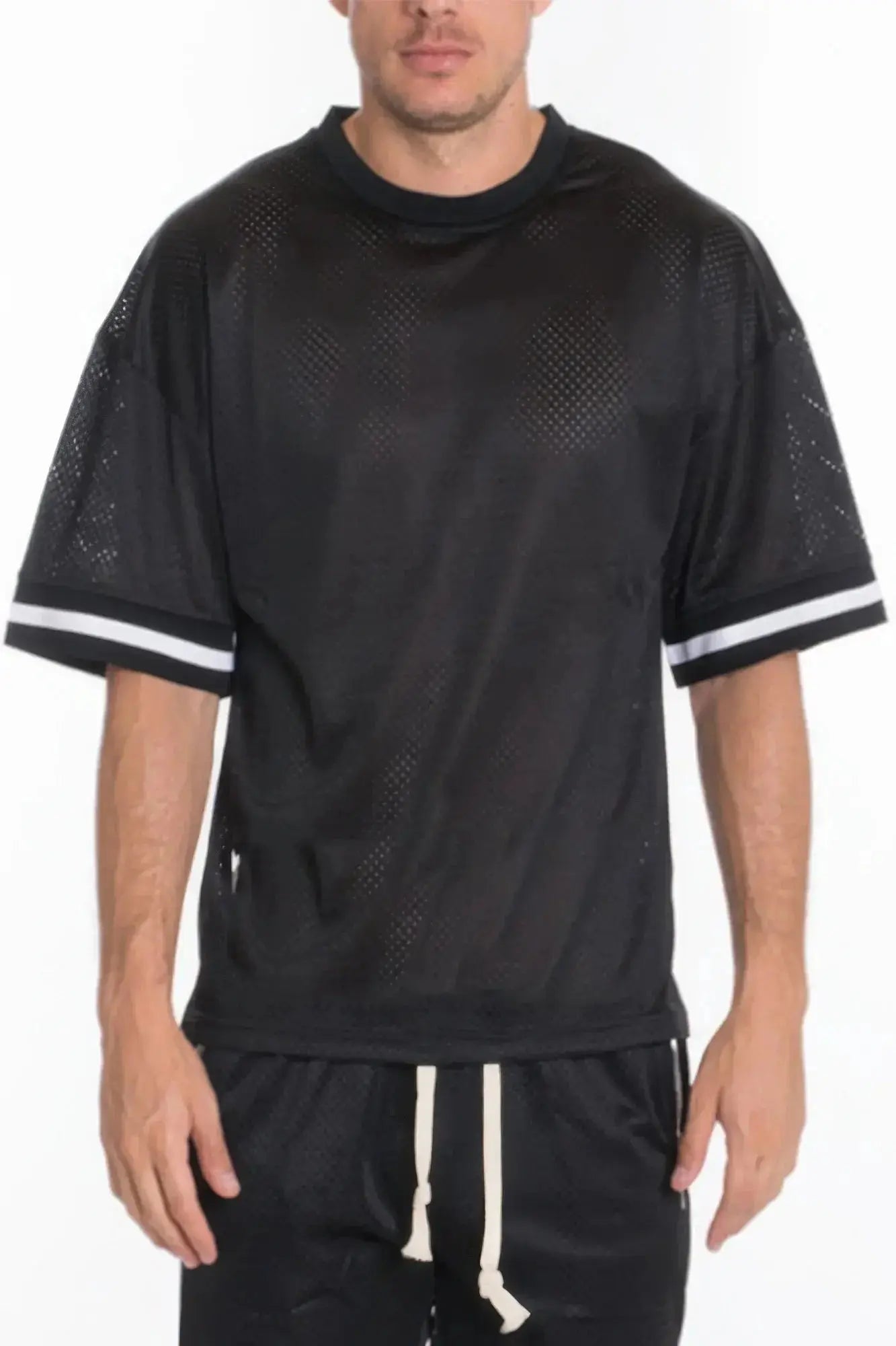 Mesh Sleeve Tape Athletic Tshirt - Mr Lou’s Place