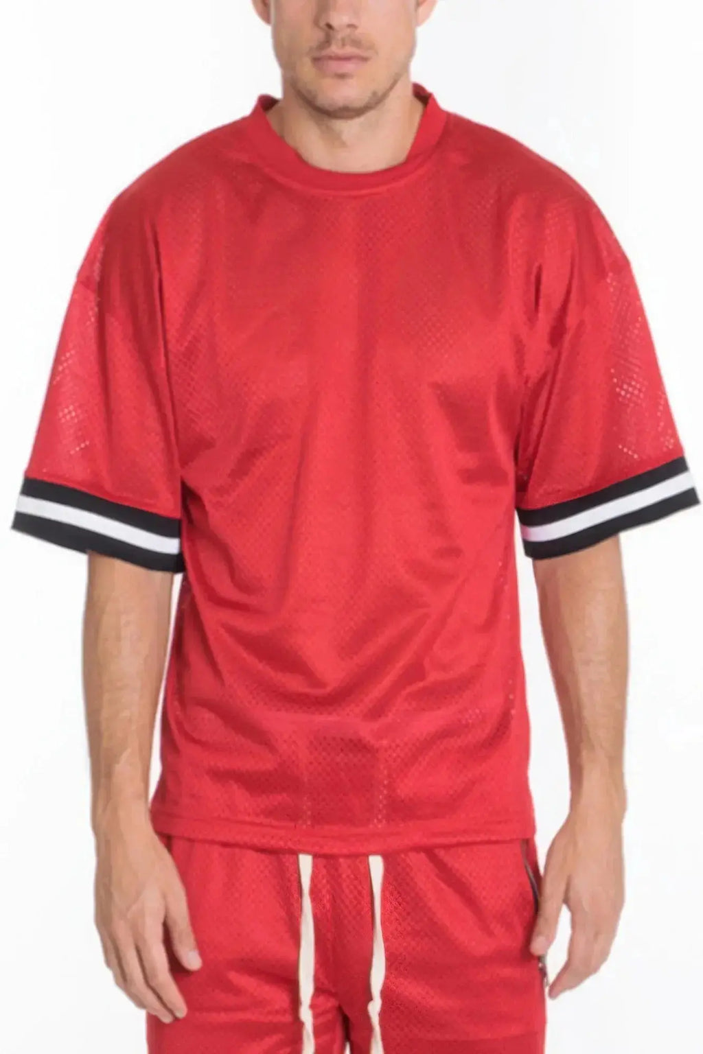 Mesh Sleeve Tape Athletic Tshirt - Mr Lou’s Place