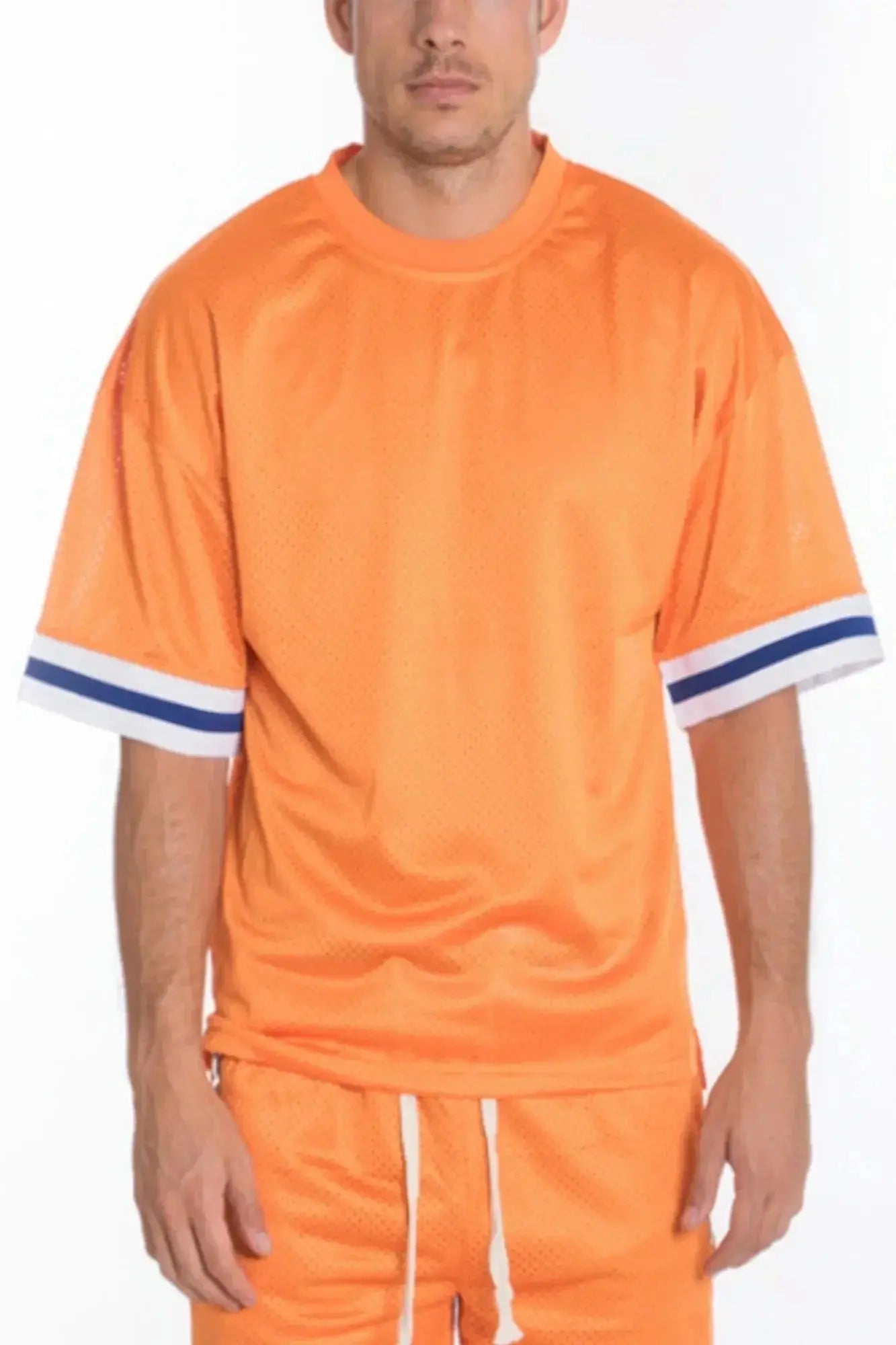 Mesh Sleeve Tape Athletic Tshirt - Mr Lou’s Place