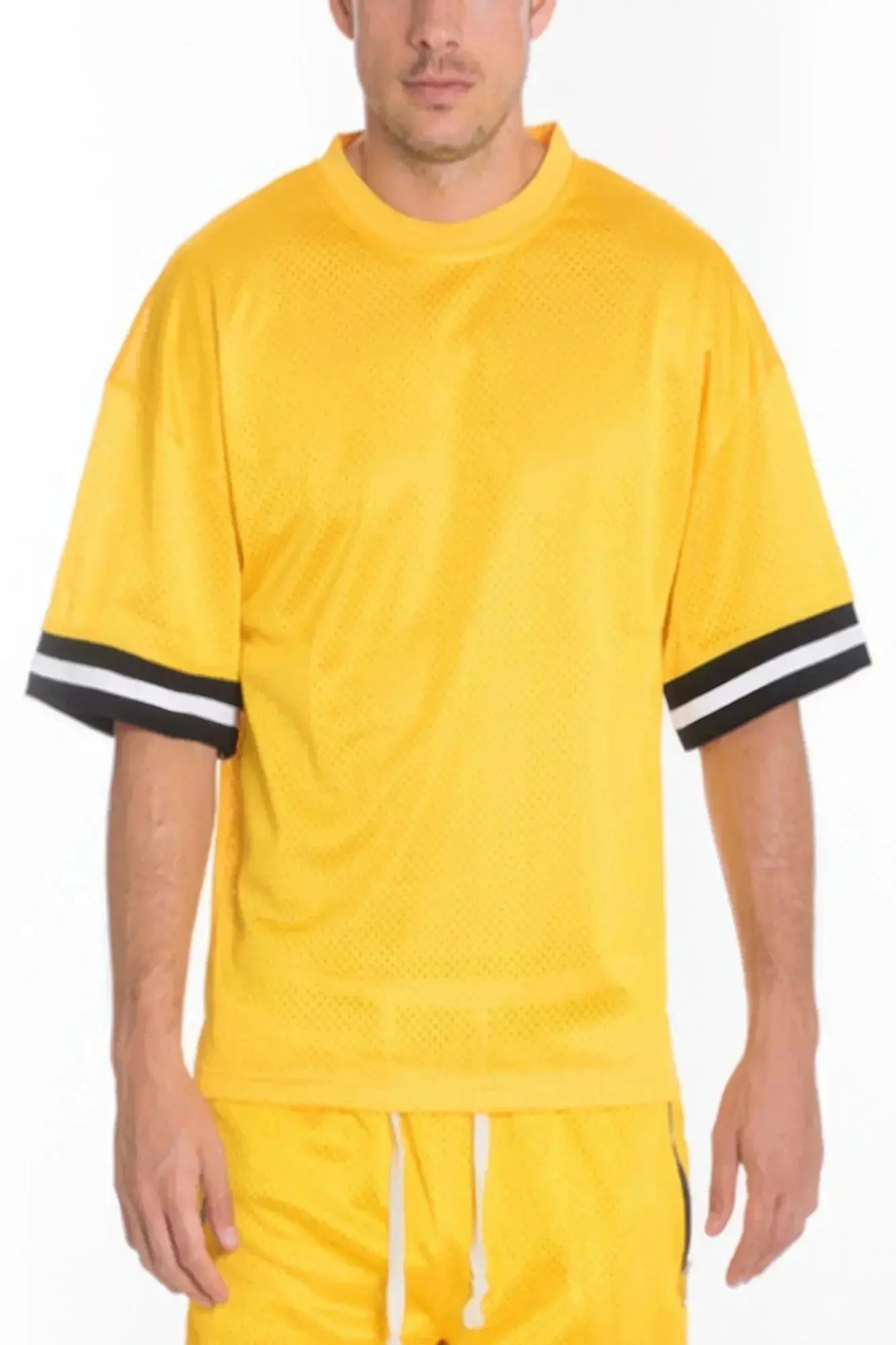 Mesh Sleeve Tape Athletic Tshirt - Mr Lou’s Place