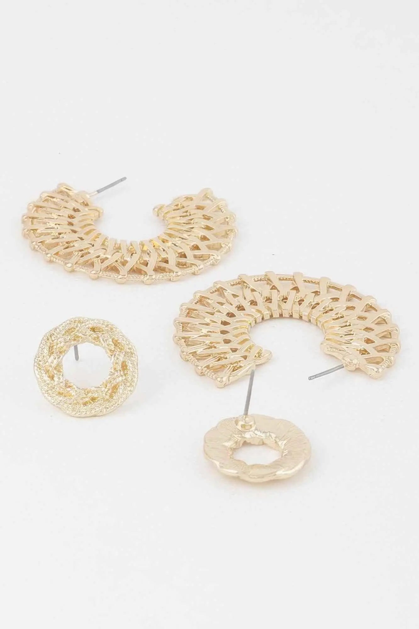 Metallic Braid Hoop Earrings Set - Mr Lou’s Place