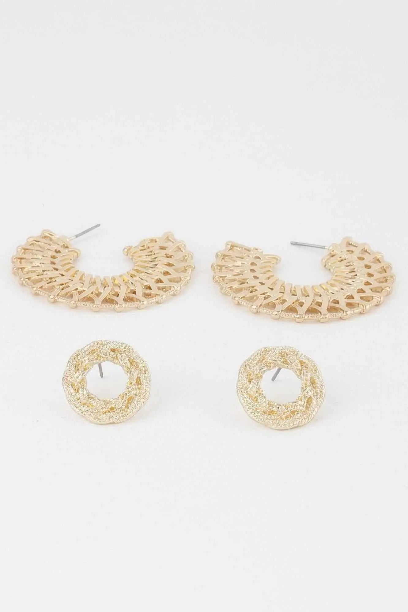 Metallic Braid Hoop Earrings Set - Mr Lou’s Place