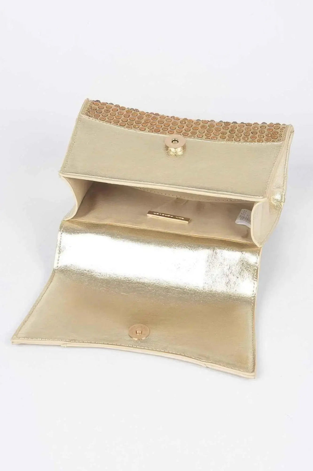 Metallic Rhinestone Hotfix Top Handle Flap Bag - Mr Lou’s Place