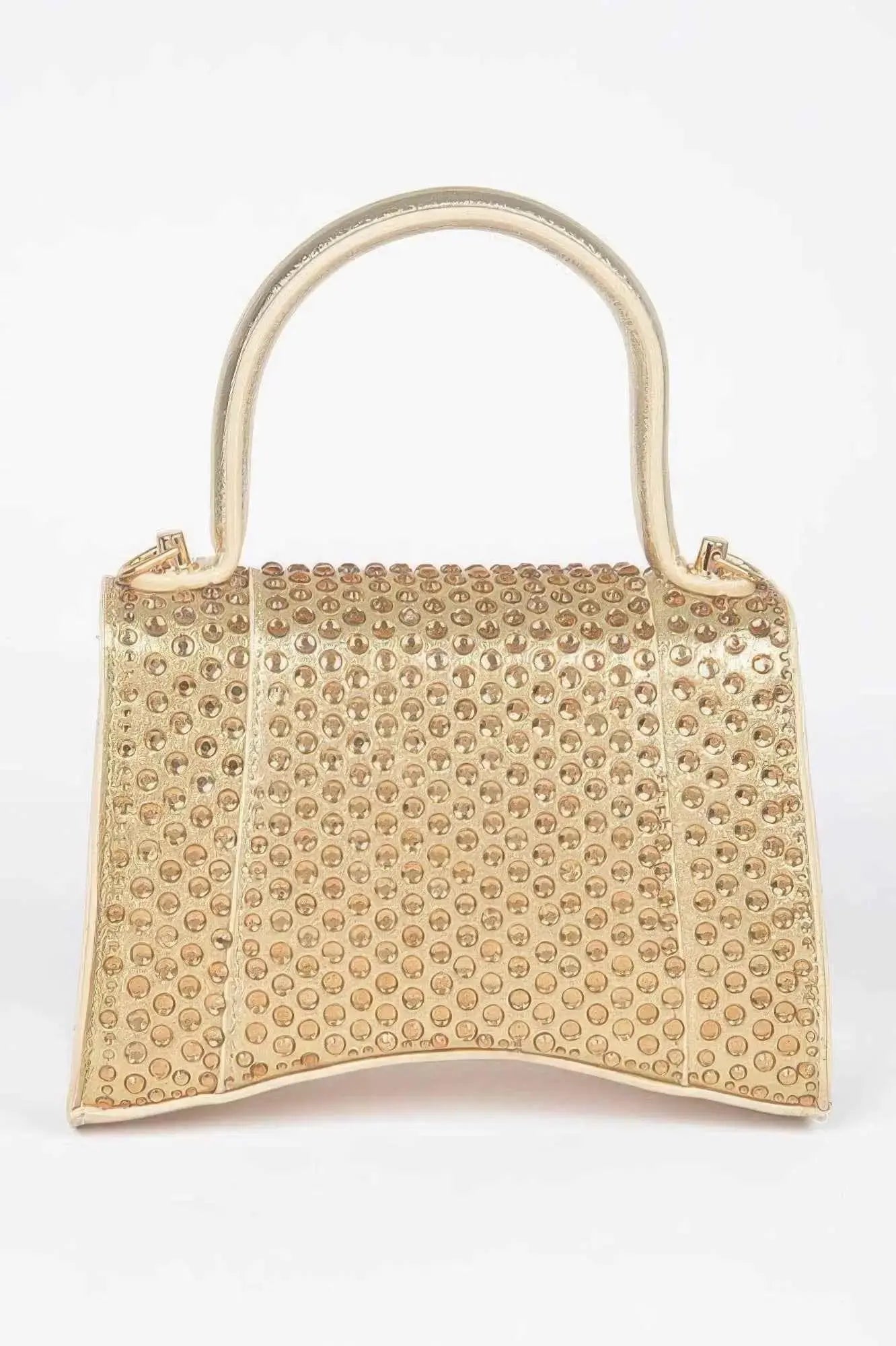 Metallic Rhinestone Hotfix Top Handle Flap Bag - Mr Lou’s Place