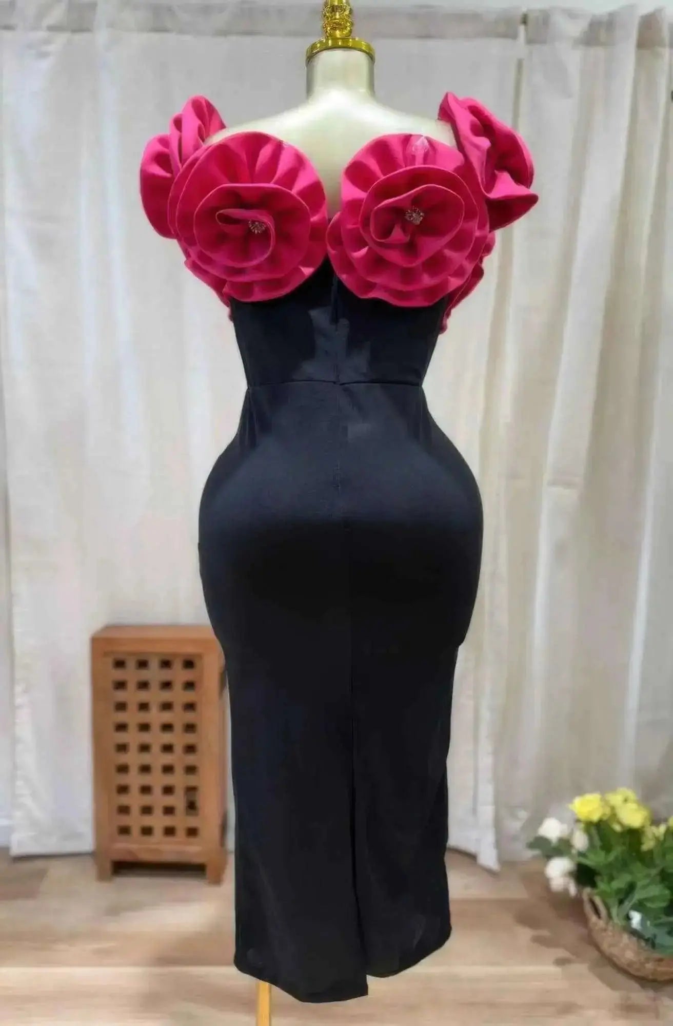 Midnight Magnolia Rosette Gown - Mr Lou’s Place