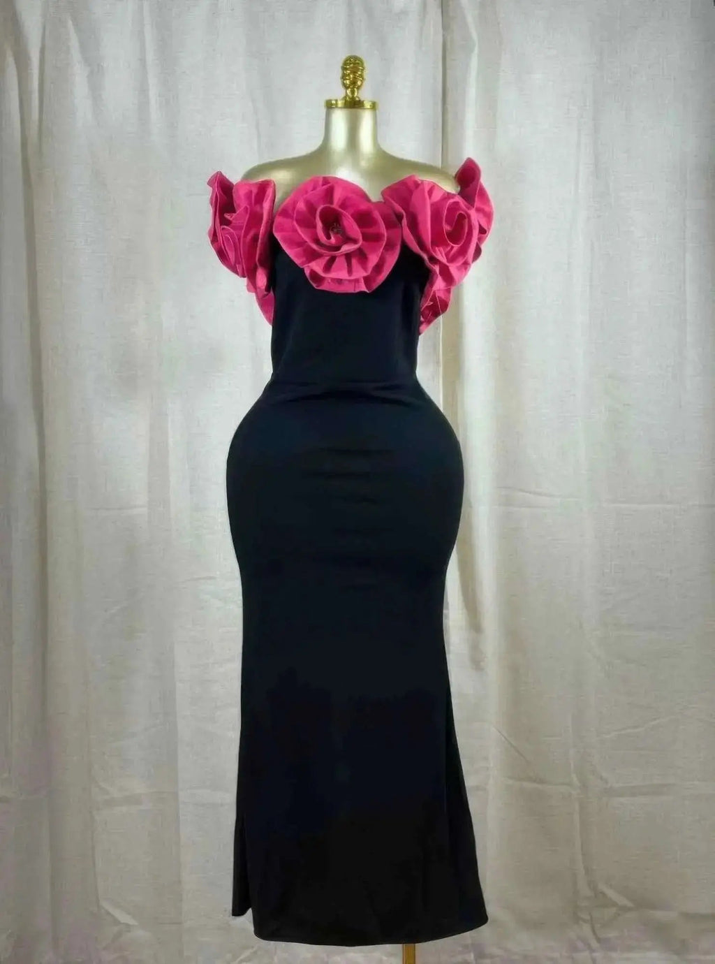 Midnight Magnolia Rosette Gown - Mr Lou’s Place
