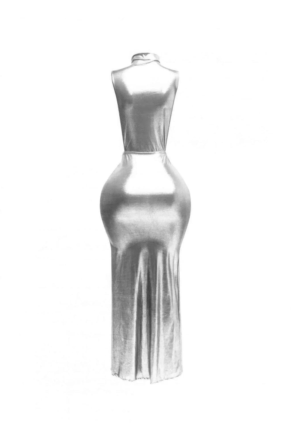 Mock Neck And Tied Waist Dress - Mr Lou’s Place