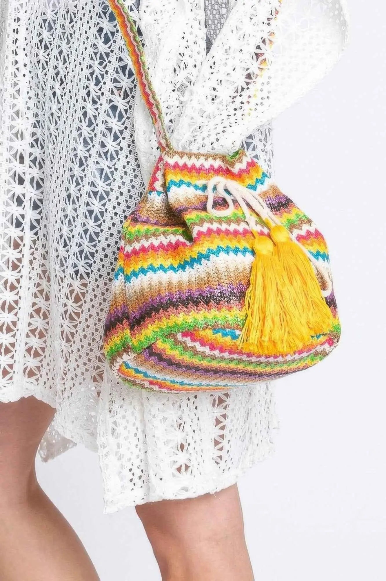 Multi Color Chevron Bucket Bag - Mr Lou’s Place