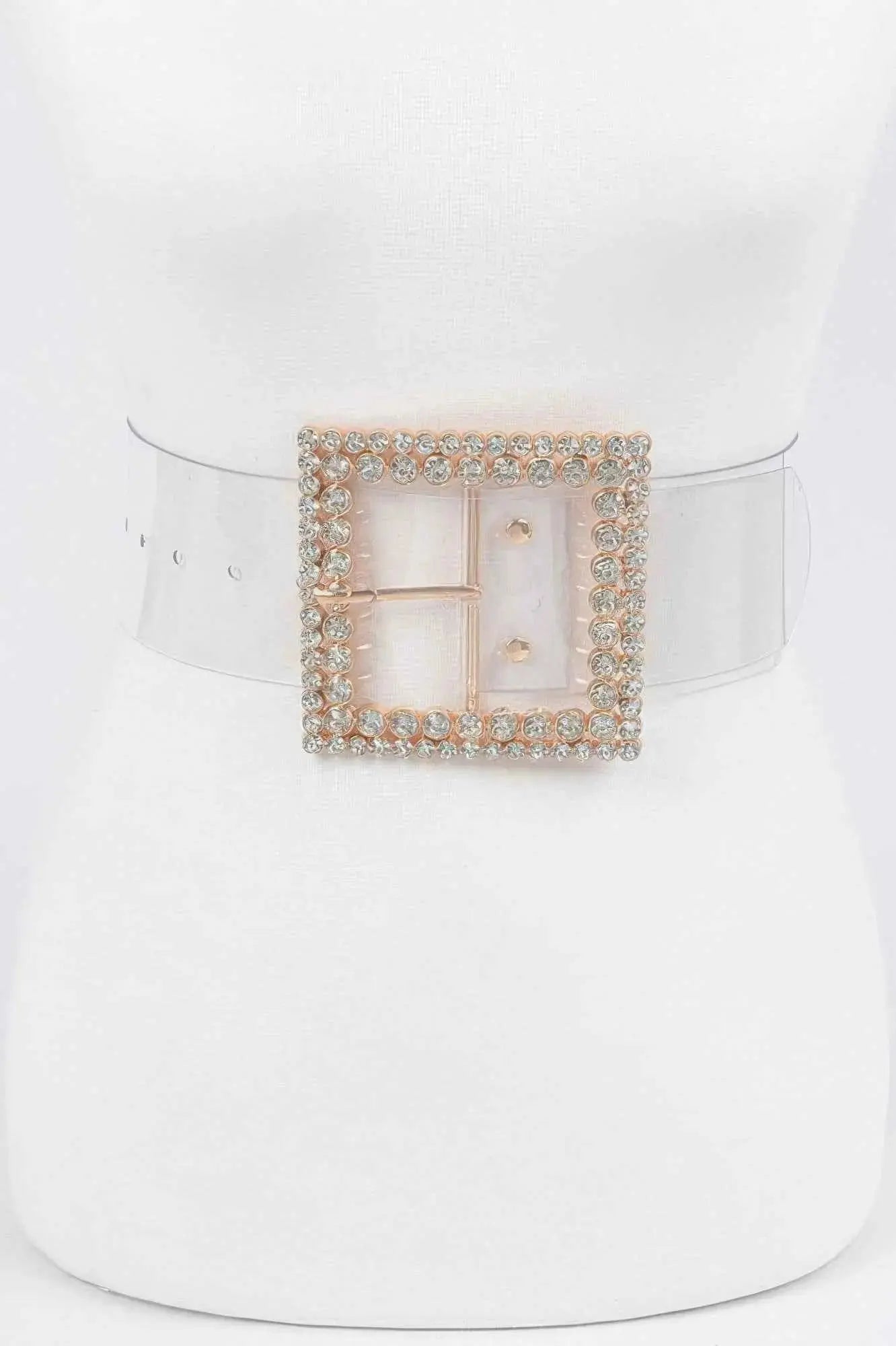 Multi Rhinestone Buckle Clear Belt - Mr Lou’s Place