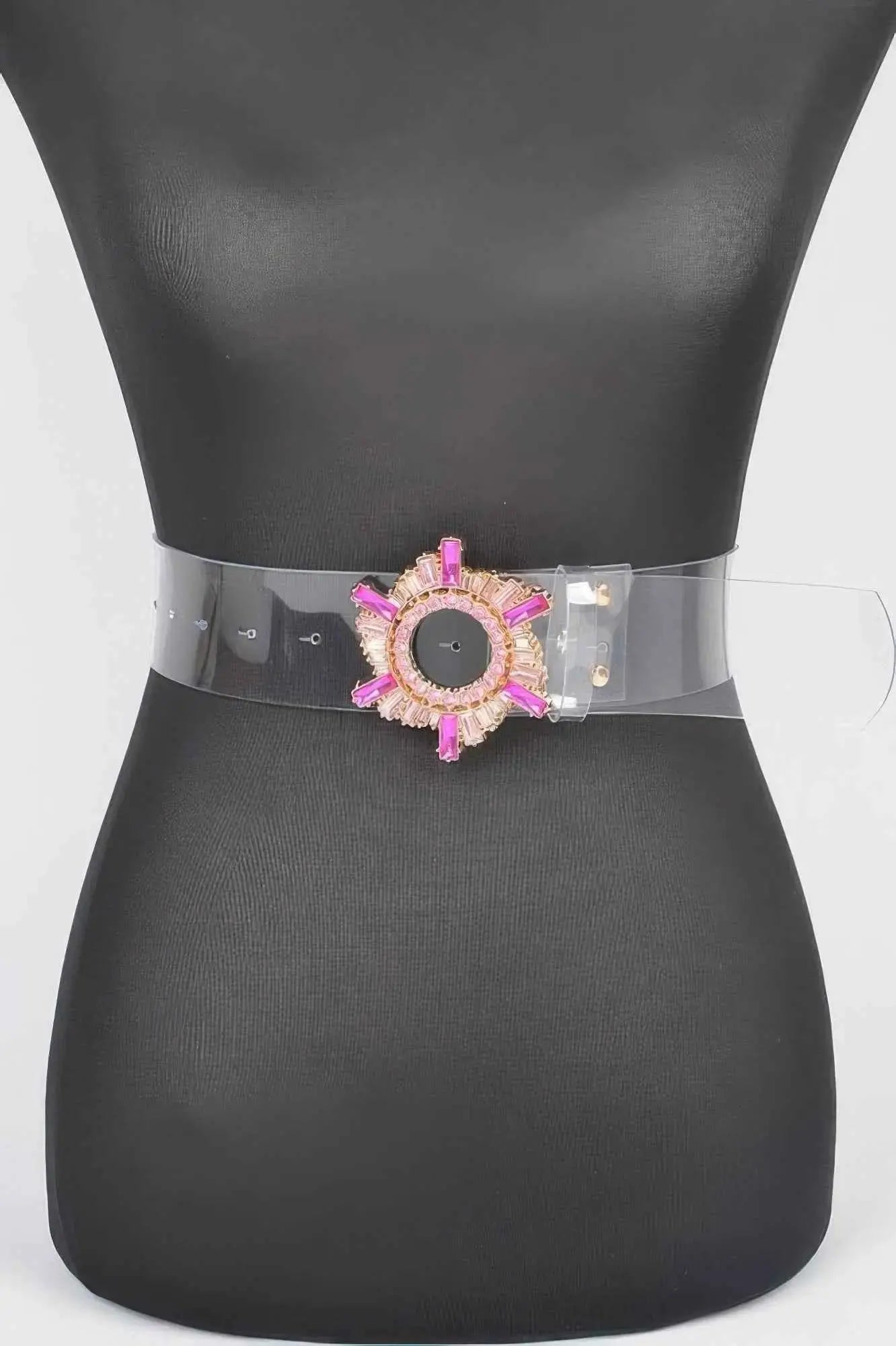 Multi Stone Buckle Clear Belt - Mr Lou’s Place