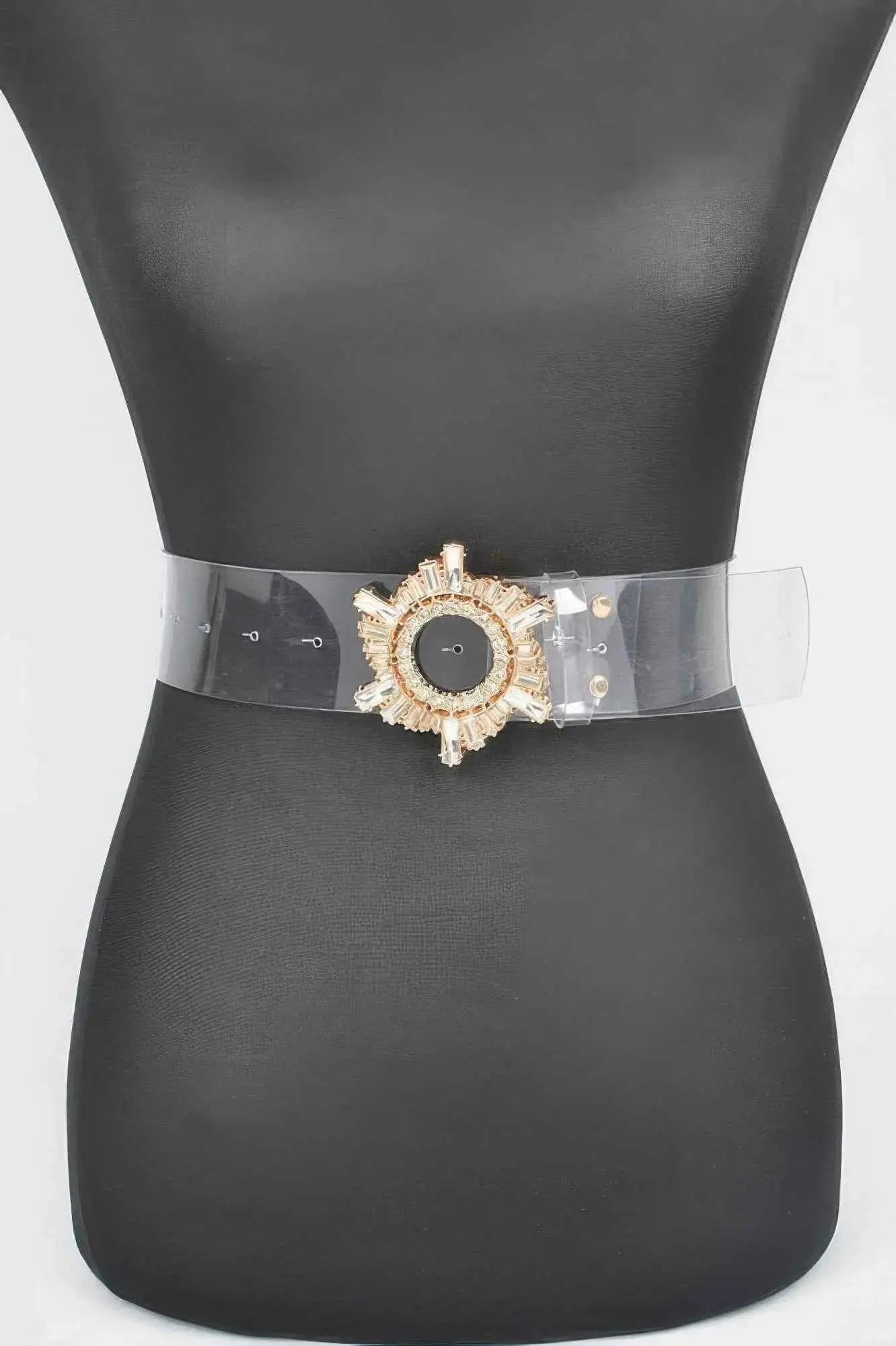 Multi Stone Buckle Clear Belt - Mr Lou’s Place