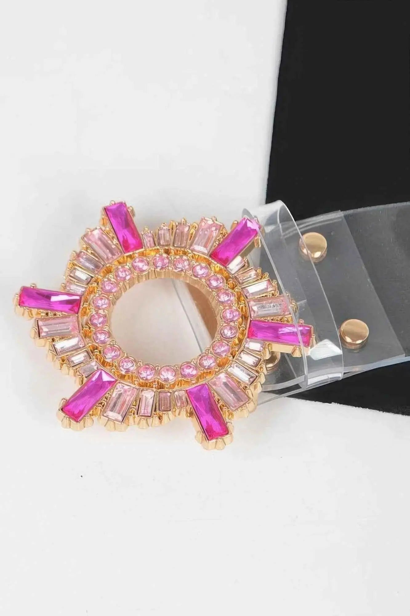 Multi Stone Buckle Clear Belt - Mr Lou’s Place
