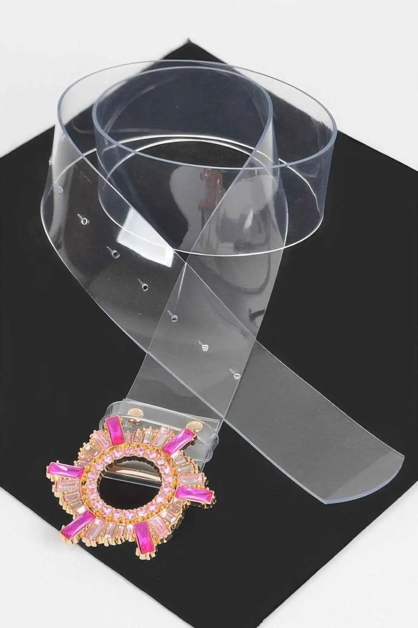 Multi Stone Buckle Clear Belt - Mr Lou’s Place