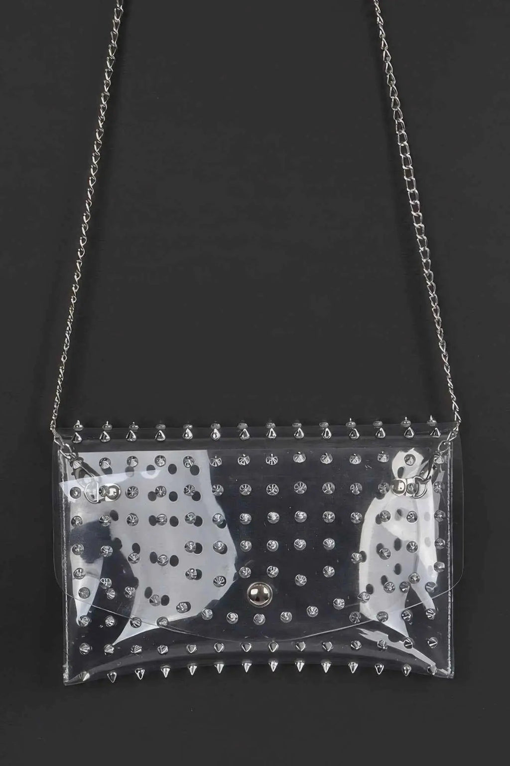 Multi Stoned Cross Body Chain Strap Visible Clutch - Mr Lou’s Place