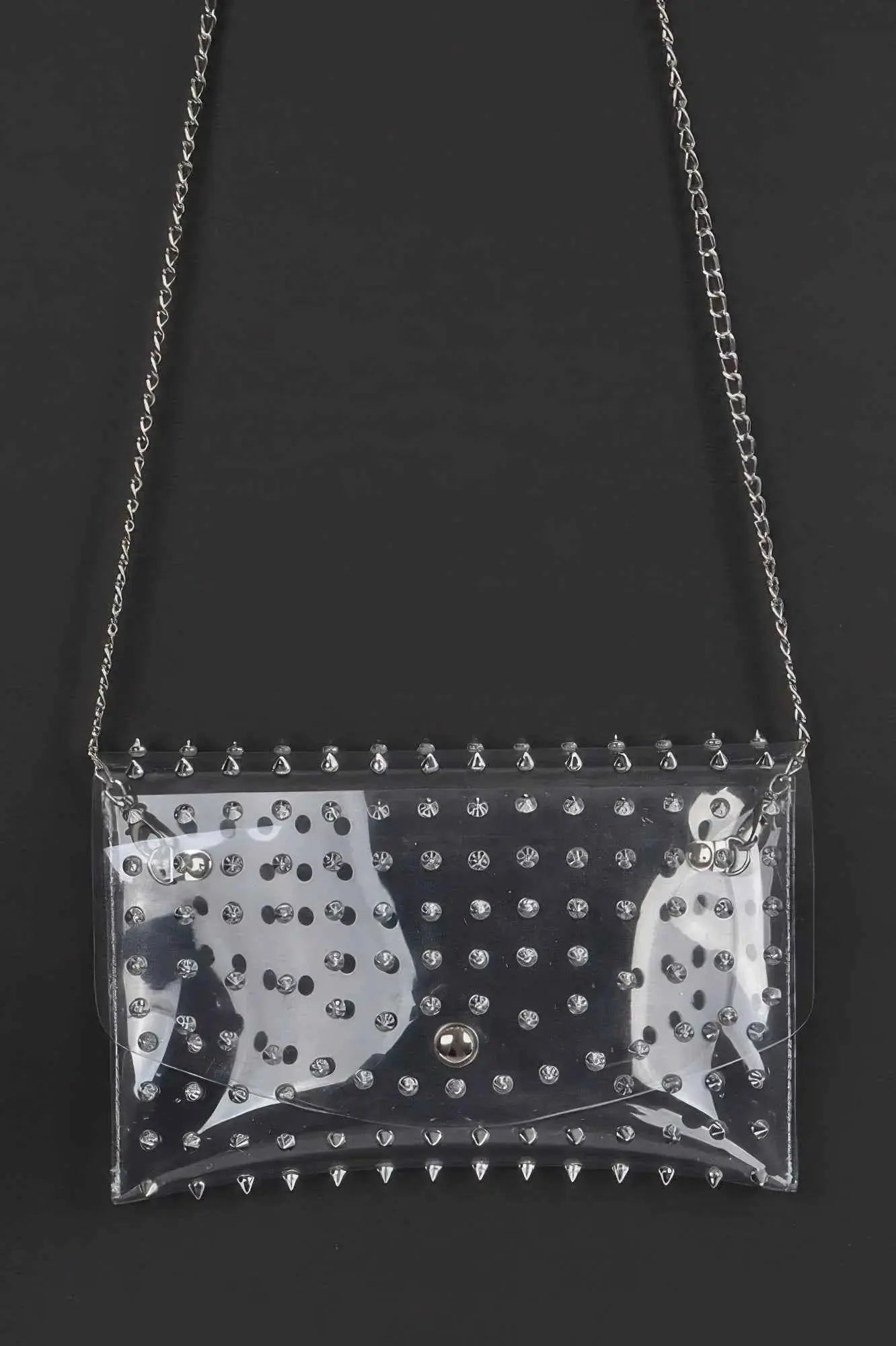Multi Stoned Cross Body Chain Strap Visible Clutch - Mr Lou’s Place