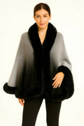 Ombre Faux Fur Trim Cape Wrap - Mr Lou’s Place