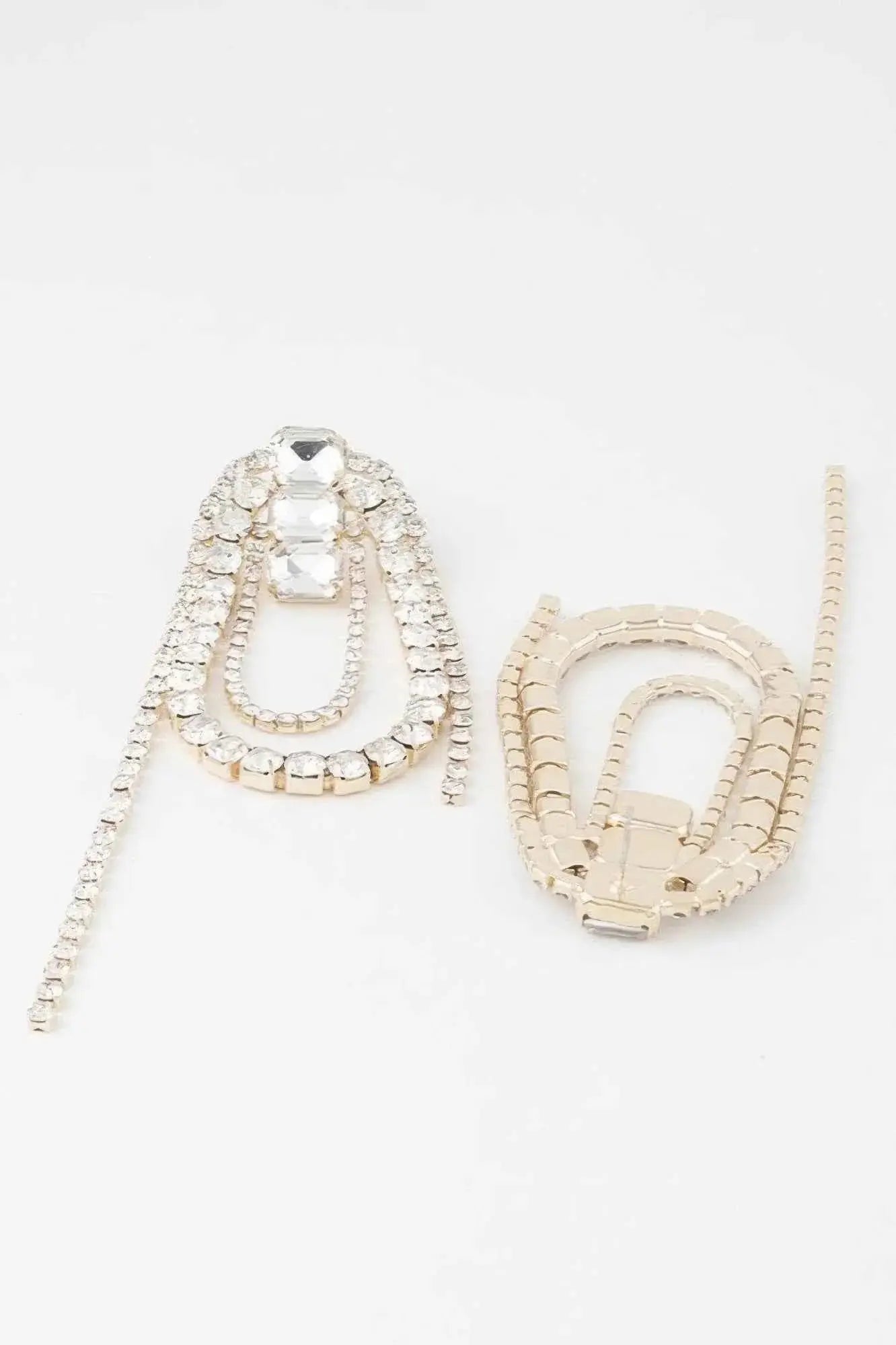 Oval Rhinestone Fringe Earrings - Mr Lou’s Place