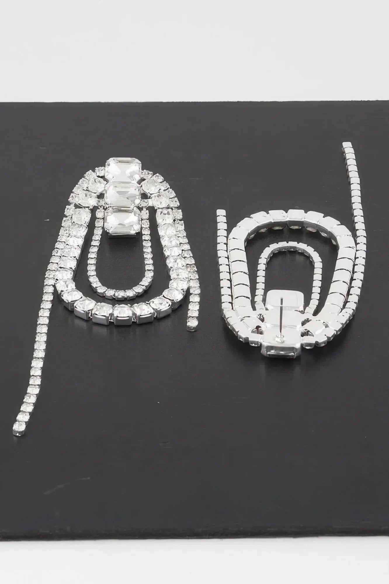 Oval Rhinestone Fringe Earrings - Mr Lou’s Place