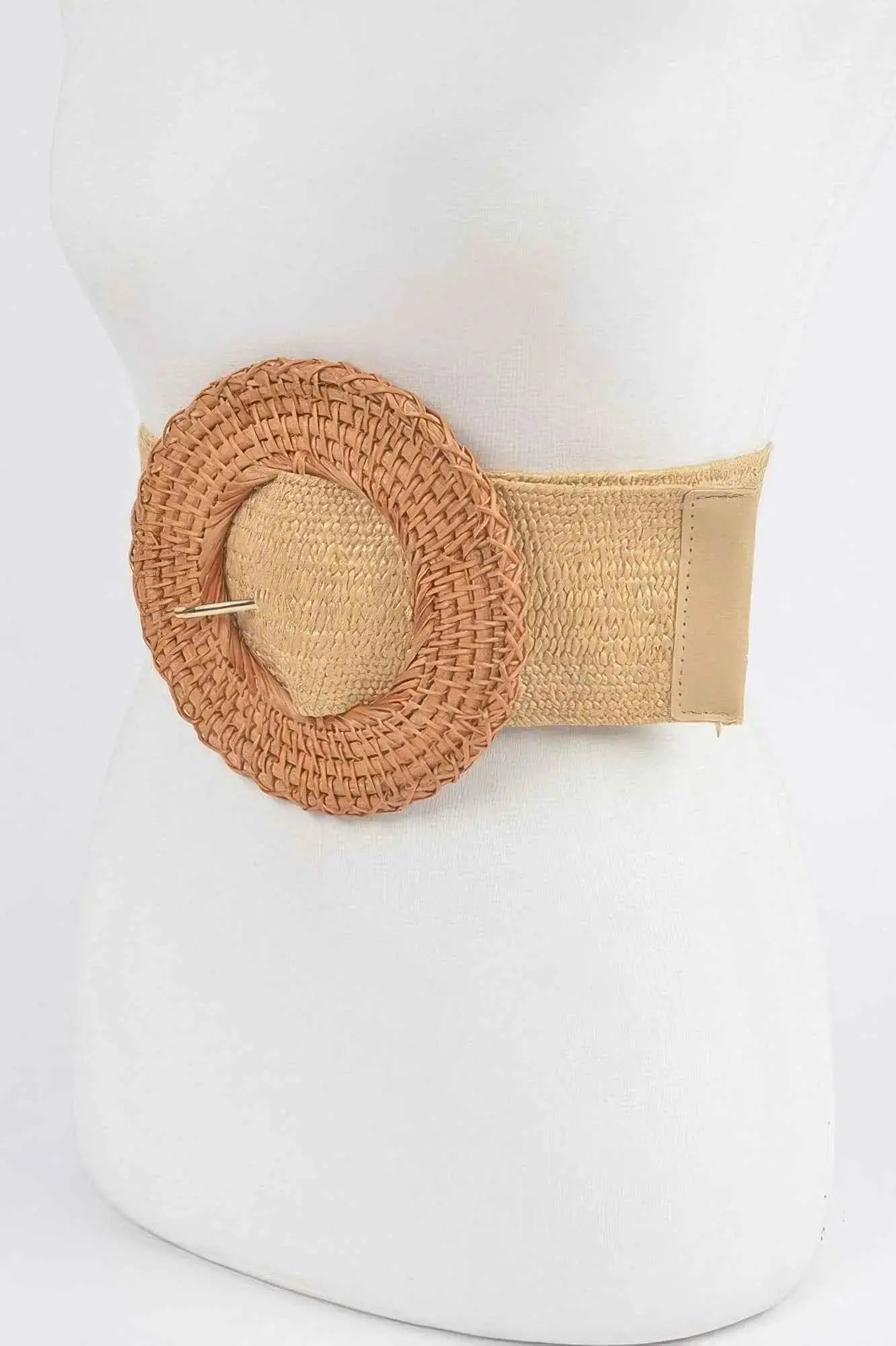 Oversized Bamboo Buckle Waist Elastic Belt - Mr Lou’s Place