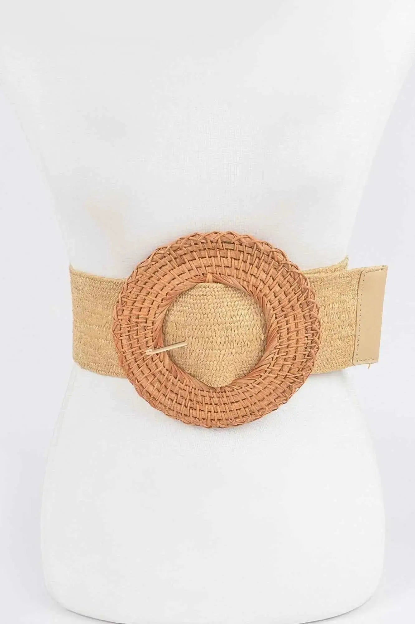 Oversized Bamboo Buckle Waist Elastic Belt - Mr Lou’s Place