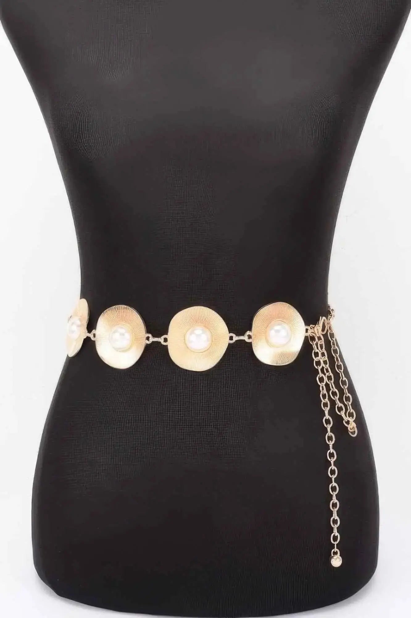 Pearl Accent Disc Chain Belt - Mr Lou’s Place