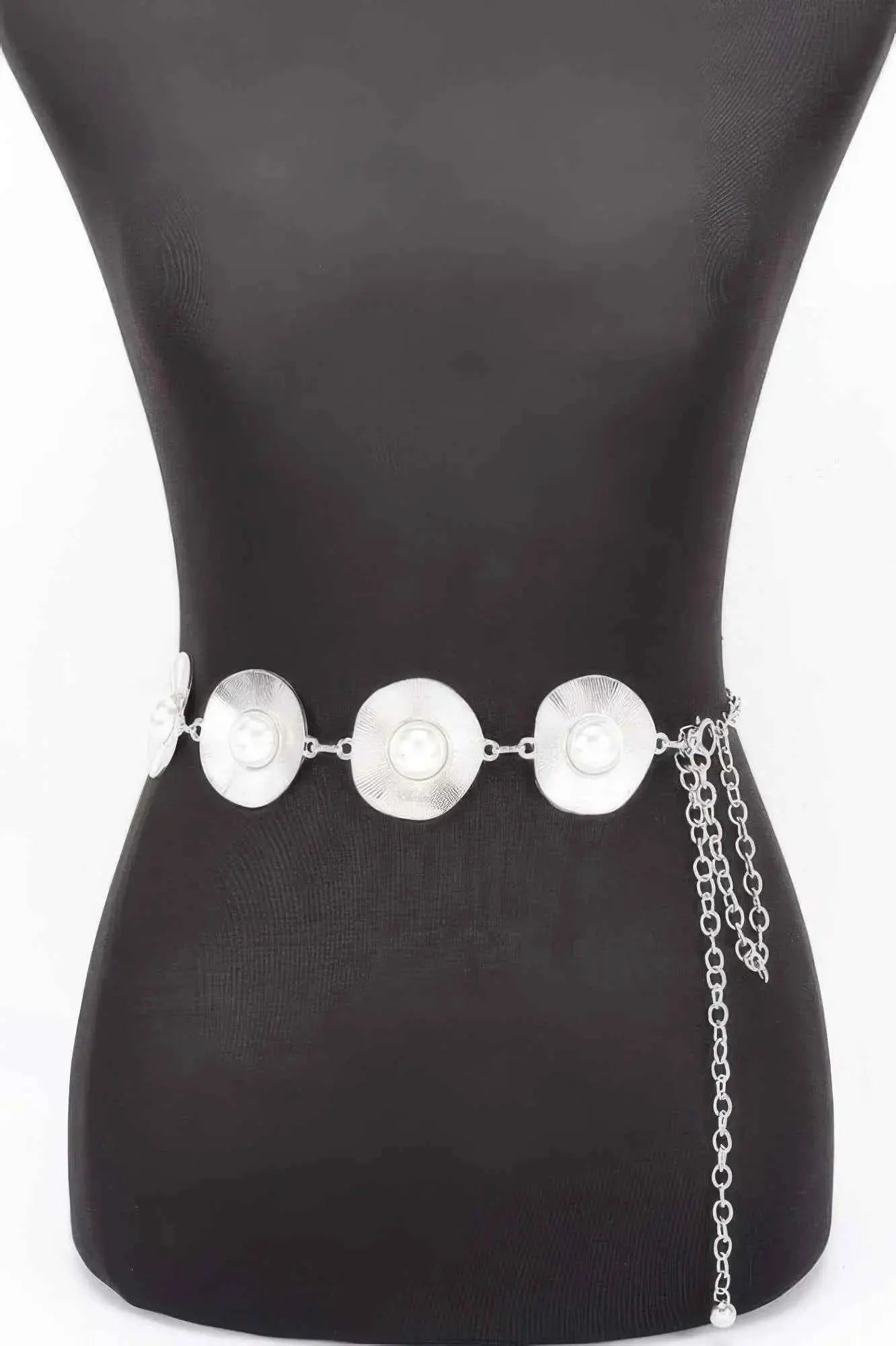 Pearl Accent Disc Chain Belt - Mr Lou’s Place