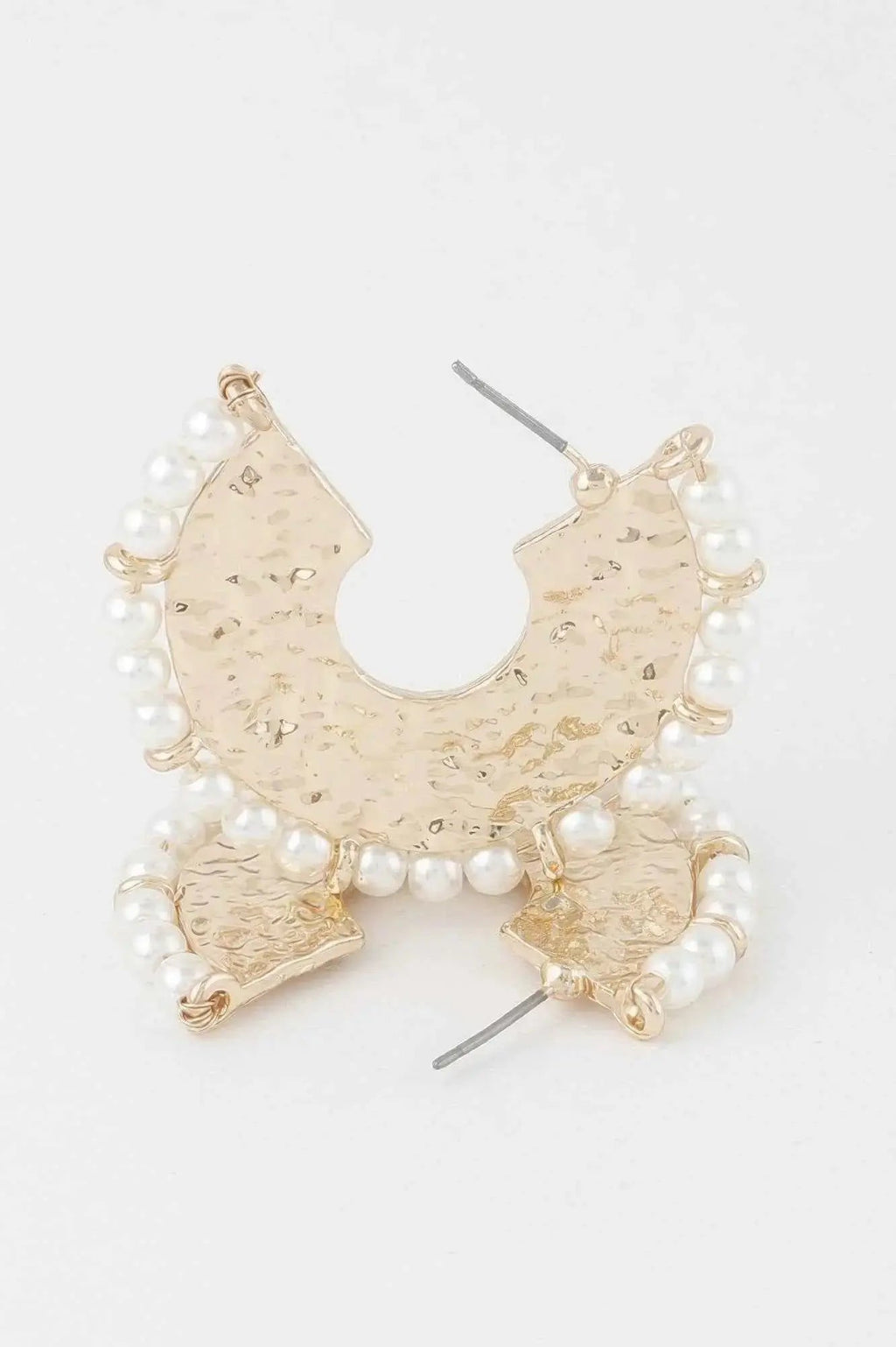 Pearl Hammered Hoop Earrings - Mr Lou’s Place