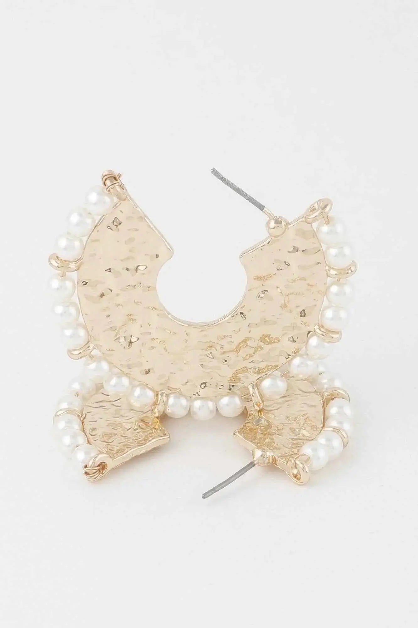 Pearl Hammered Hoop Earrings - Mr Lou’s Place