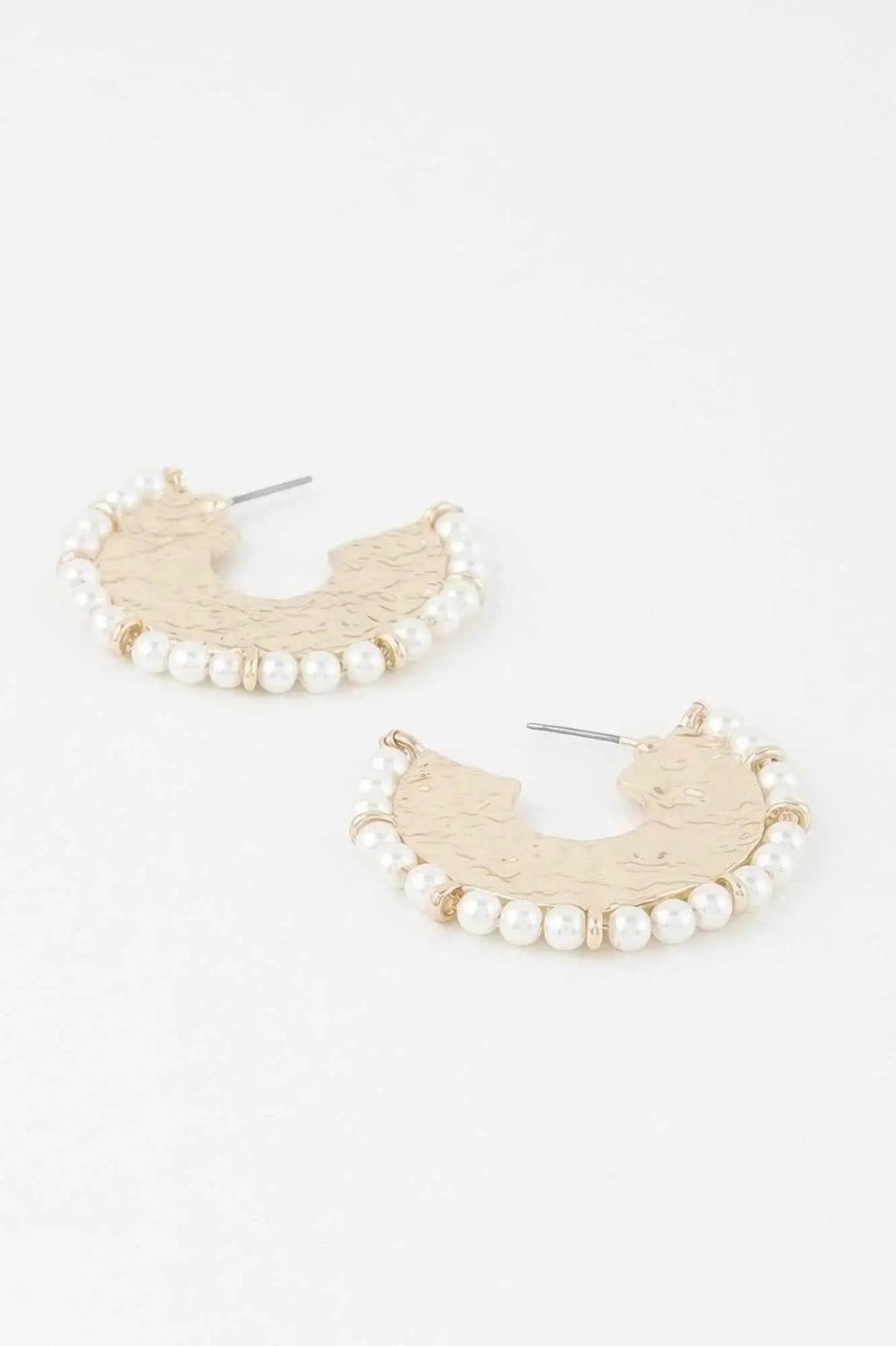 Pearl Hammered Hoop Earrings - Mr Lou’s Place