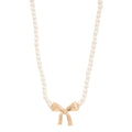 Pearl Ribbon Bow Pendant Necklace - Mr Lou’s Place